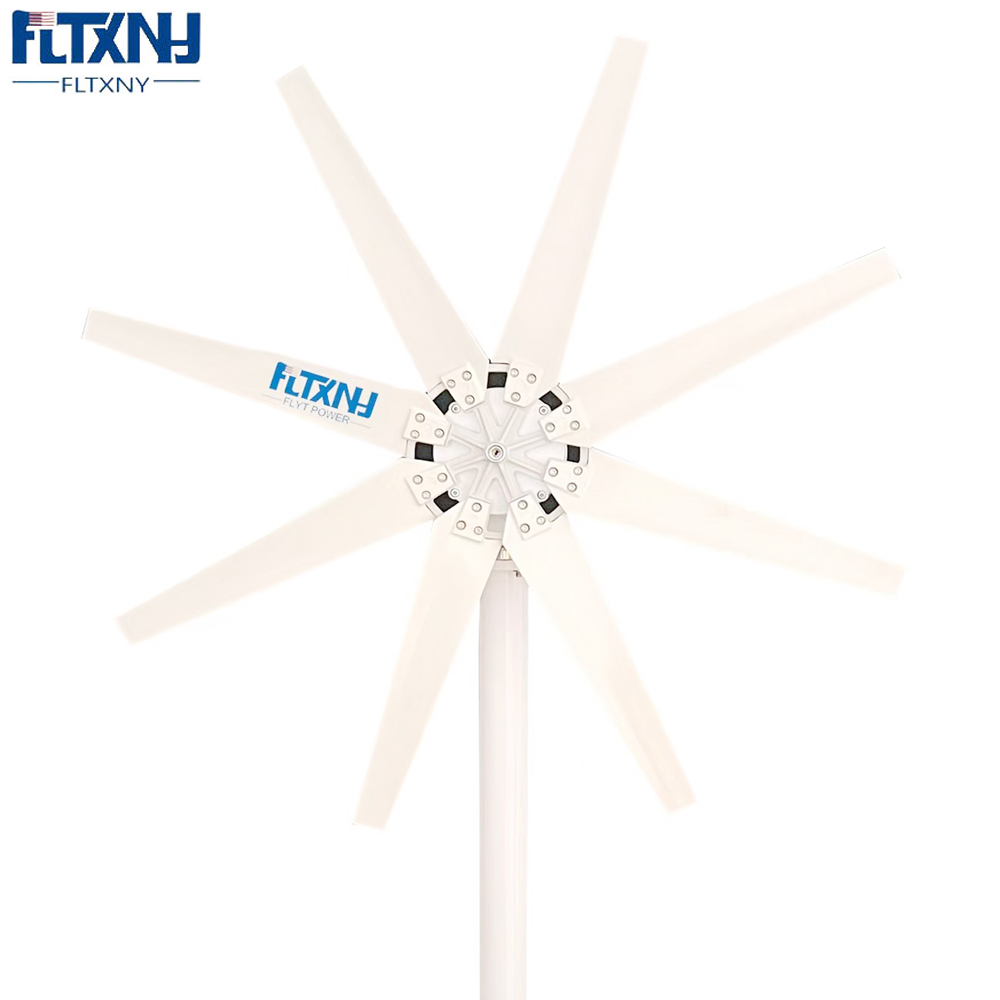 China Factory 8 Blades Wind Turbine Generators 2000W 12V 24V 48V Small Wind Turbines For Home With MPPT Controller