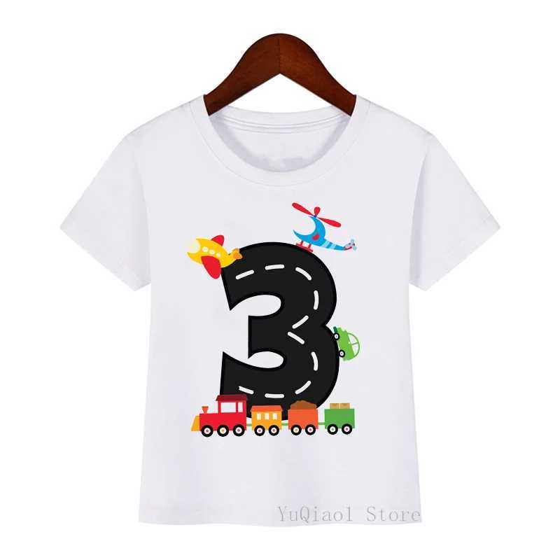 T-shirts Childrens Transportation Birthday T Shirt Trains Vehicle Print Graphic 2-4 Yrs Baby Boys T-shirts Party Clothes Gift 240410