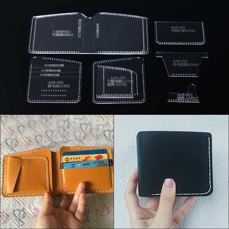 DIY Acrylic Leather Handmade Craft Wallet Purse Sewing Pattern Stencil Template 11.5*9.5*1cm