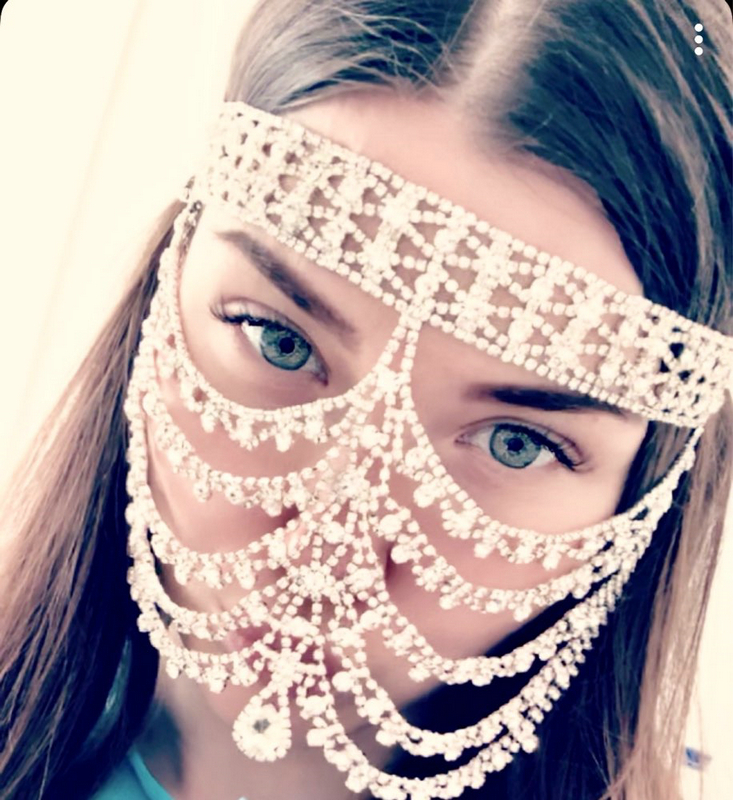 Crystal Rhinestone Cat Eye Fringe Eye Mardi Gras Masquerade Ball Mask Lady Cosplay Belly Dance Gioielli Halloween Accessori da gioco Halloween