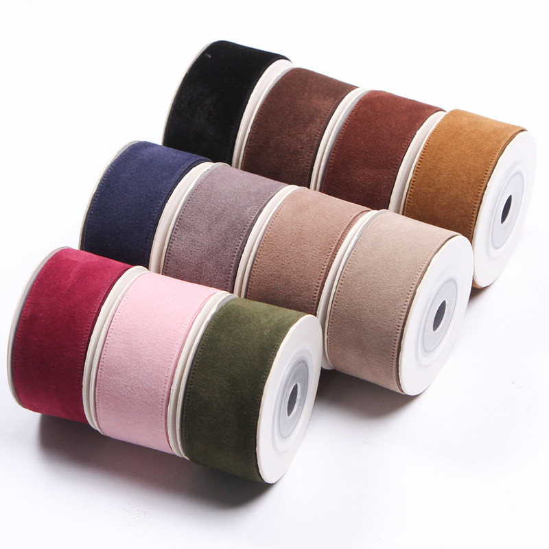 10yards 25 mm 38 mm Ribbons de couleur unie en daim pour accessoires de cheveux bricolage artisanat à la main Y2021120702
