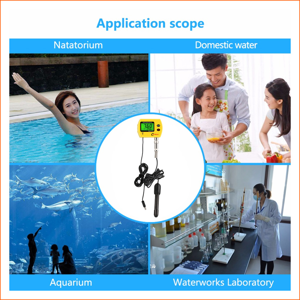 Medidor de temperatura on -line Medidor portátil LCD Digital Water 0,01ph Meter Tester ACODIMETER Aquário Monitor de qualidade com luz de fundo