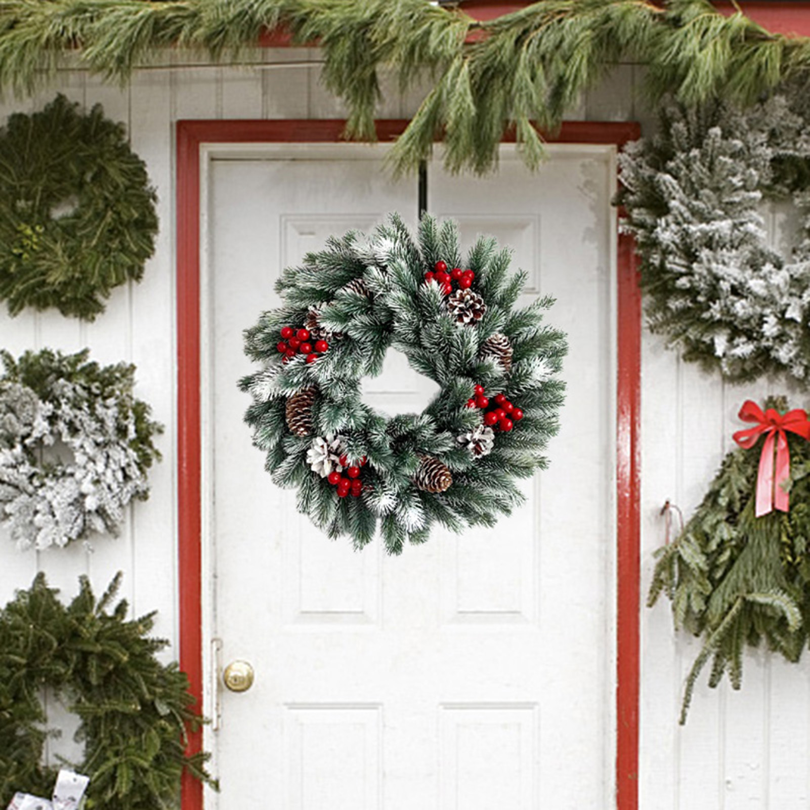Kerst Pine Cone krans hangend draagbare PE hangende led kerstdeur slingerdeur slingermas boomhangende ornament voor huis