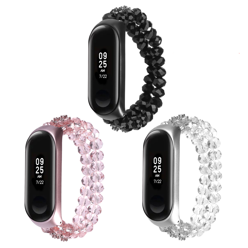 MI Band 8 7 6 Bracelet Bandle Bandes de perles de cristal faits à la main pour Xiaomi Miband 5 4 STAPS CORREA ELASTIC LUXEUR BLING FEMMES GRIPLES