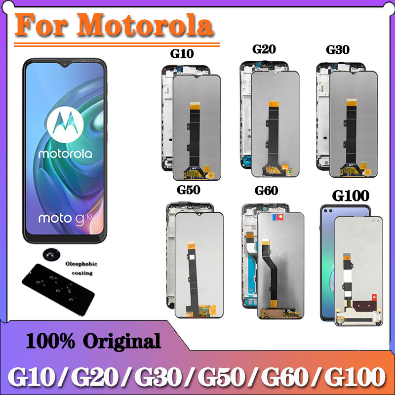 AAA+ originale Motorola Moto G10 G20 G30 G50 G60 Display LCD Digitatore touch screen con telaio moto g100 display pantalla