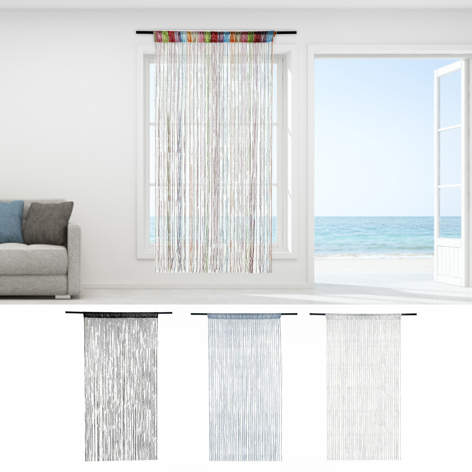 Janela da porta Faixas de cordas cortinas 200x100cm Tassel Sala Divisão Divider da porta Corra Fringe para o painel da parede Janela Home Pátio