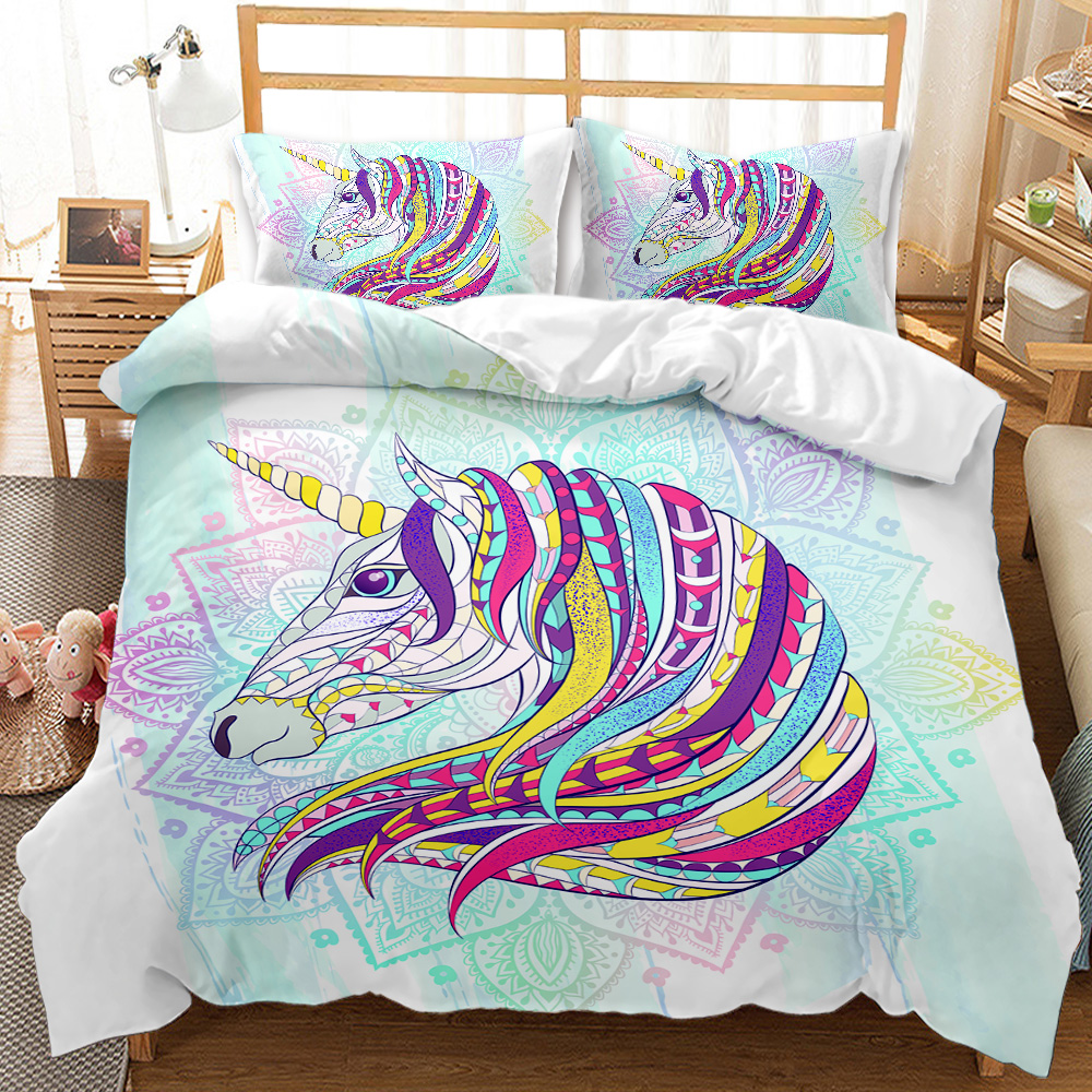 3D Fox Duvet Cover Bohemian Queen/King/Full/Twin Rozmiar Zestaw pościeli Zestaw Zwierzęta Pokrywa Boho Exotic Miękka Poliety Polilt Cover