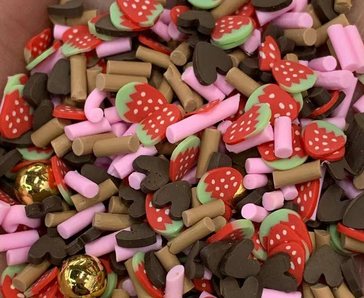 20g Mixed Heart Strawberry beads slice Polymer Hot Clay Sprinkles for Slime DIY Crafts Tiny Cute plastic klei Mud Particles