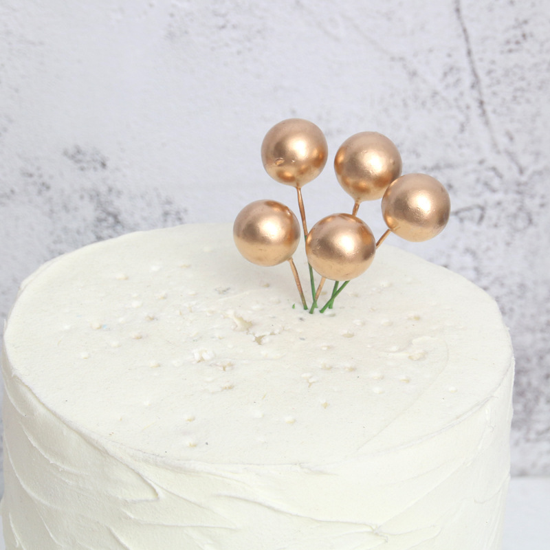 Lovely Gold Ball Cake Topper Birthday Cup Cake Decorations Baby Shower Kids Birthday Party DIY Gift Favor Supplies