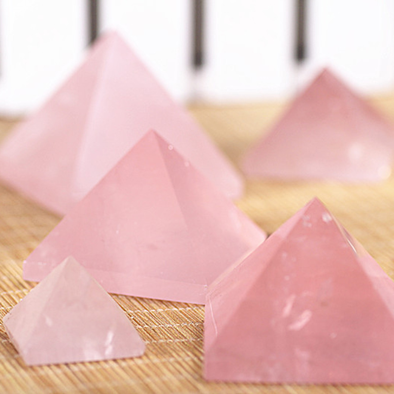 1pc 20-40mm Natural Rose Quartz Pyramid Stone Crystal Feng Shui Healing Specimens