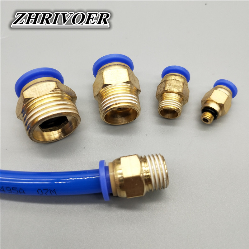PC Air Pneumatic 4 6 8 10 12mm Hose Tube 1/4"BSP 1/2" 1/8" 3/8" Male Thread Air Pipe Connector Quick Coupling Brass Fitting
