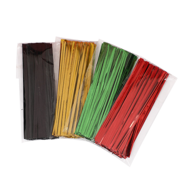 Gold Silver Tie Silk Candy Cake Packaging Metal Wire Tie Strips 6/8/10/12/15CM Gift Packaging Bag Fastening Supplies