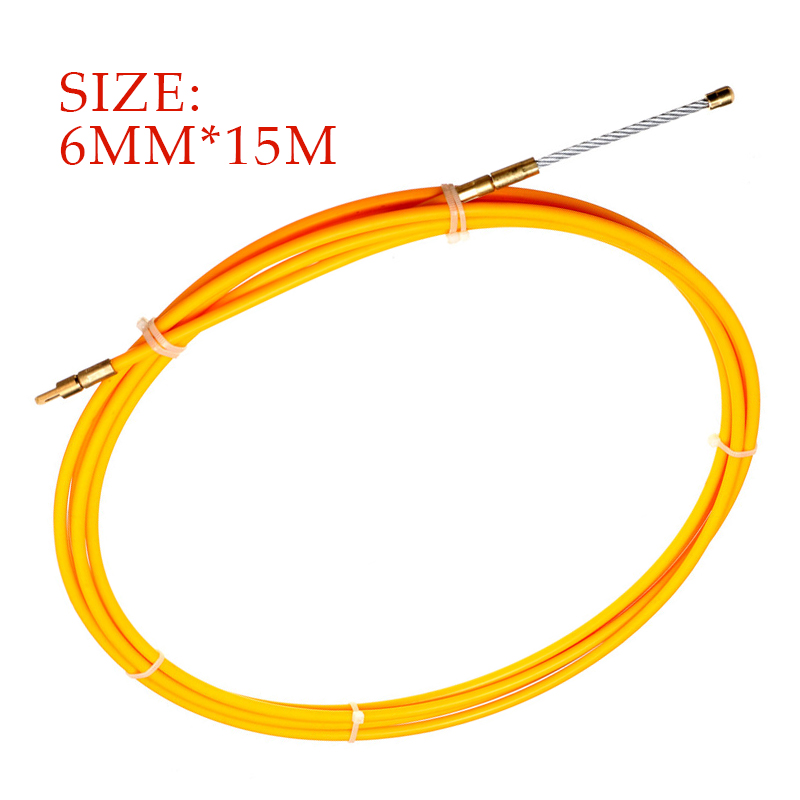 5M/15M/20M/25M/30M 6mm Fiberglass Cable Push Puller Cable Reel Duct Snake Rodder Fish Tape Electrician Threading Device Aid Tool