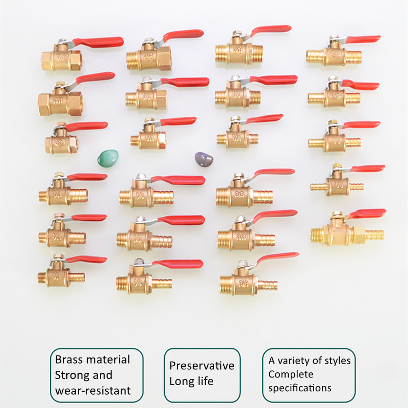 Mosiądzy zawór kulkowy 1/8 3/8 '' 1/4 '' Męski Złącze złącza Male Connector Miedzika Złącz złącza złącza złącza 8/10/12 mm Wąż Barb