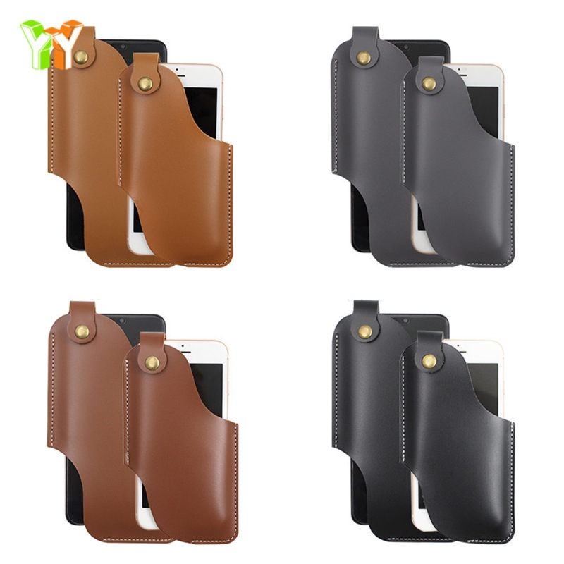 Hommes de téléphone portable courroie de hanche hangage de taille de taille portefeuille portefeuille PU en cuir de transport en cuir mini pack