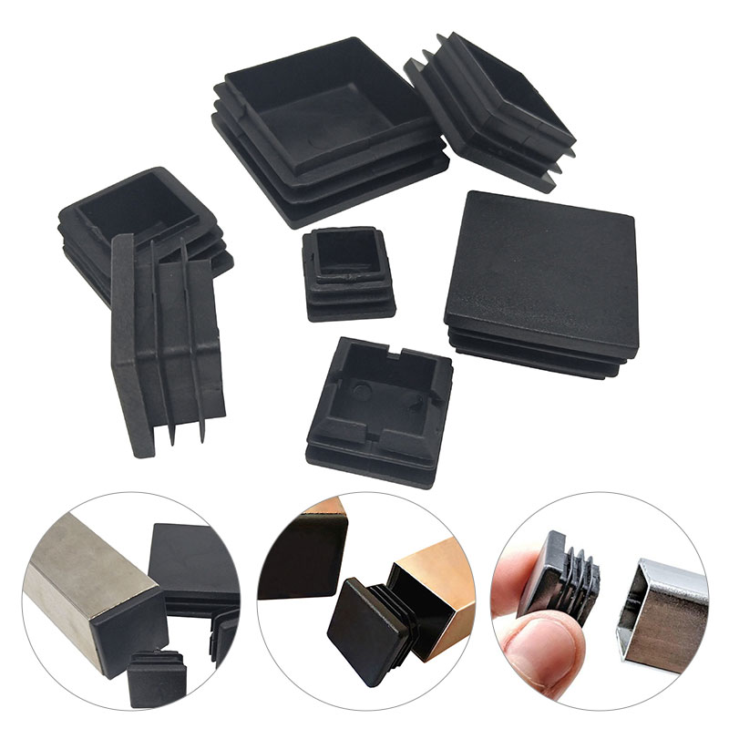 /Pack Square Plastic Black Blanking End Cap Tube Pipe Insert Plug Bung Furniture Accessories10/15/19/20/22/25/30/35/40/50mm