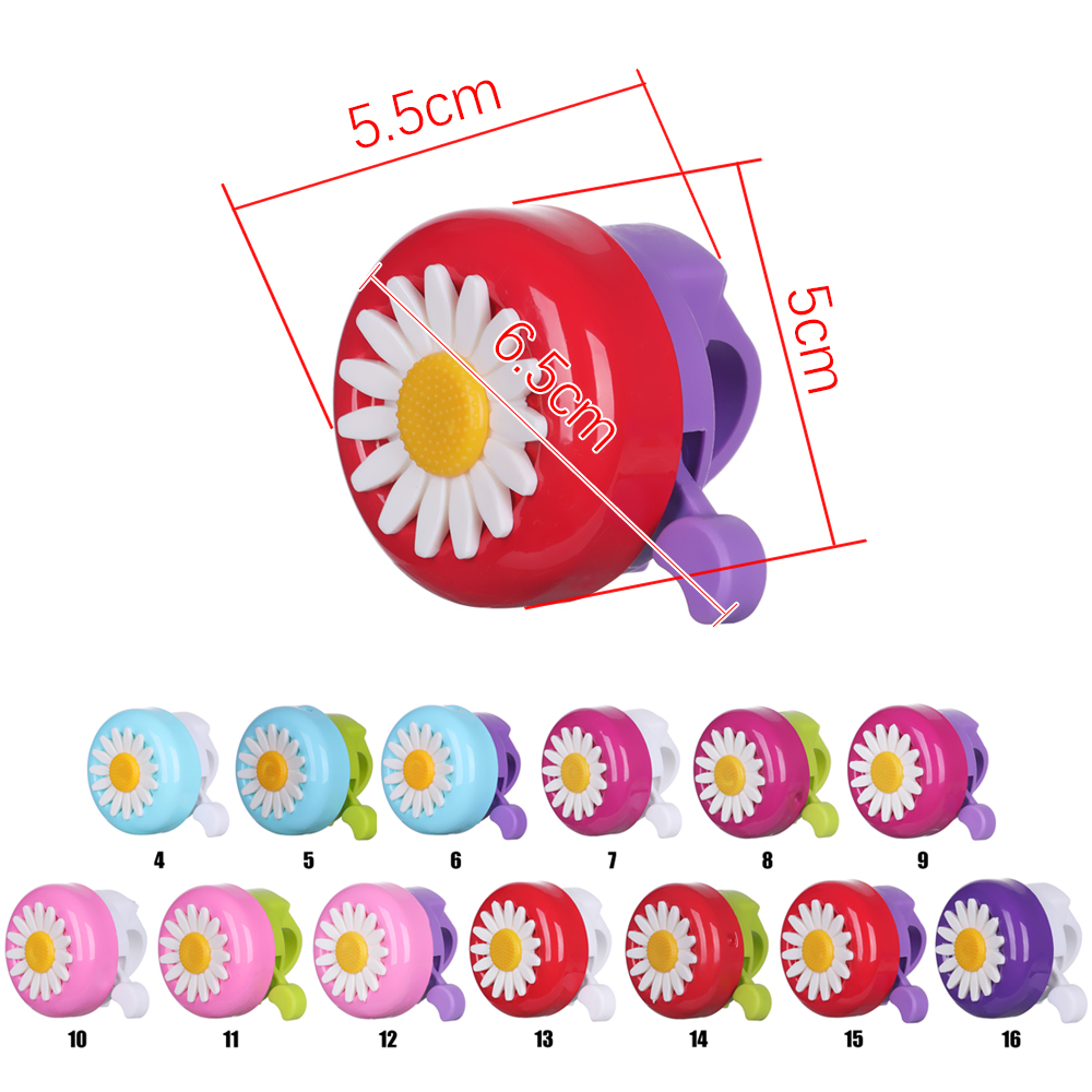 Kids Funny Safety Bike Bell Daisy Flower Alloy Plastics Rings Cycling Bicycle Handlebar Horn Sound Alarm Outdoor Protective