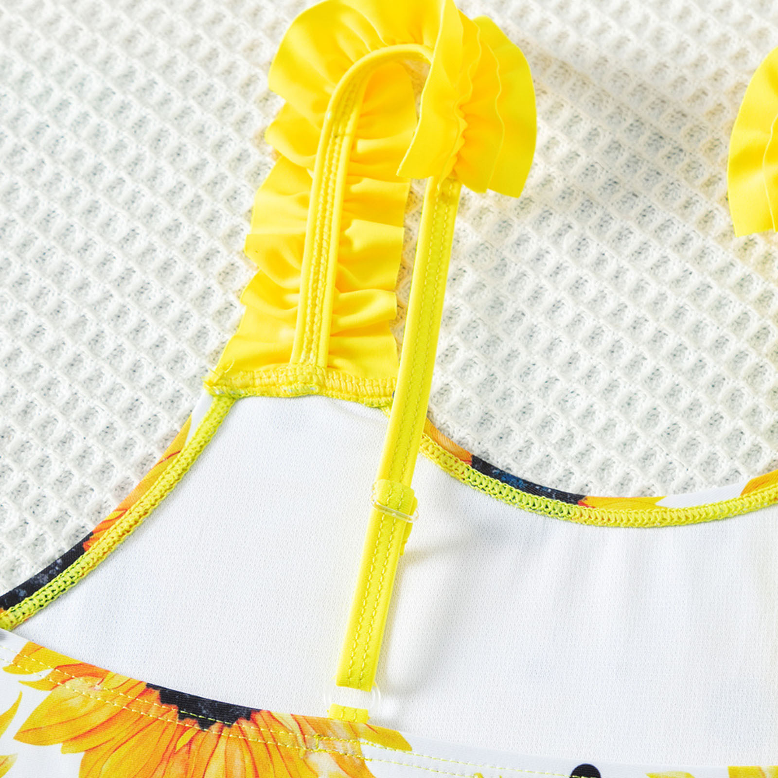 2024 Sommer Kinder Girls Blumenblättere Badeanzug Sunflowers Print Beach Badeanzug für Mädchen Kleinkind Kinder Badebekleidung