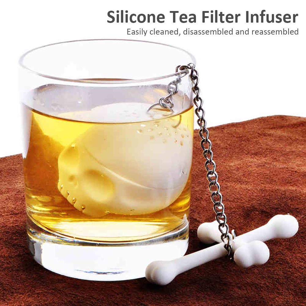 Skull Silicone TEA SACO TEA TEA INFUSER SILICONE FERRIFICAÇÃO FOLELHE FLETE SPICE FILTRO FILTRO DIFRICULADOR DE BREWING DISPOSITIVO DO TEAPOT CACKINH Tool Tool