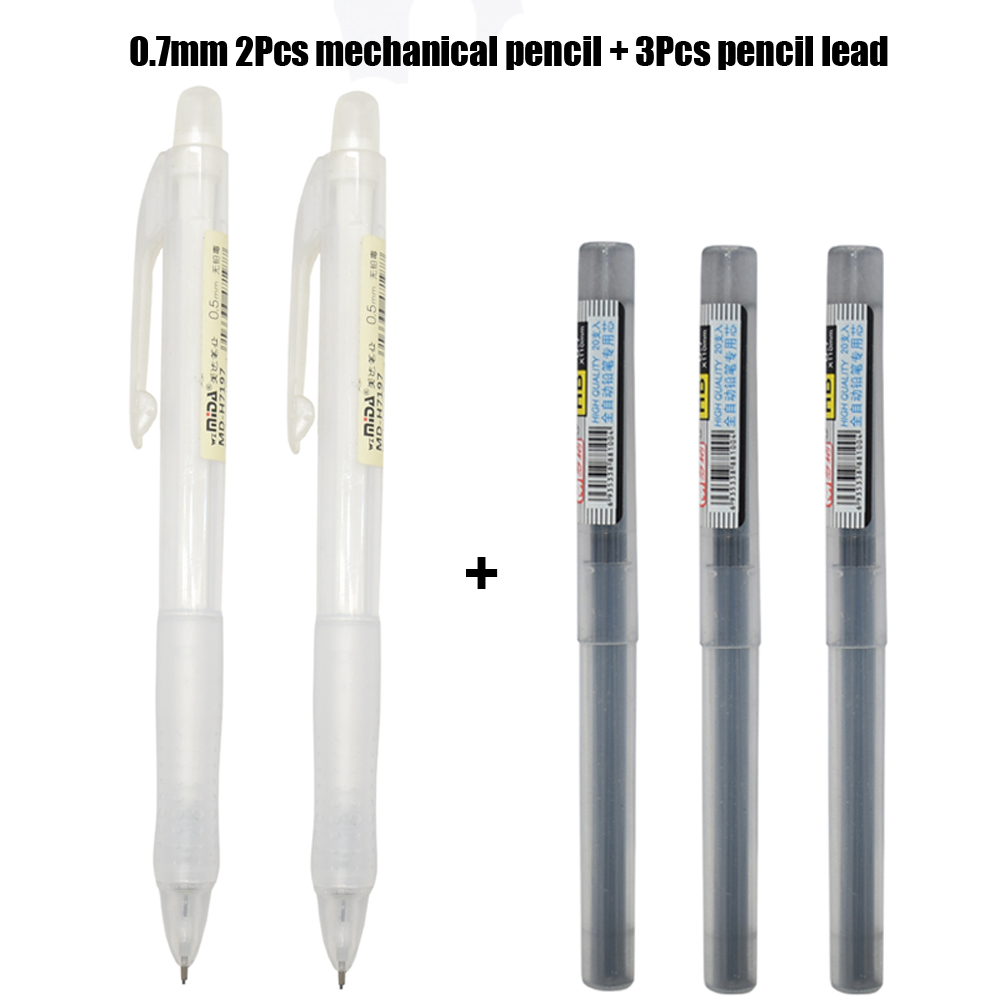 2+Przezroczyste 0,5 mm 0,7 mm Automatyczny mechaniczny ołówek Szkic Pisanie ołówka biuro szkolne