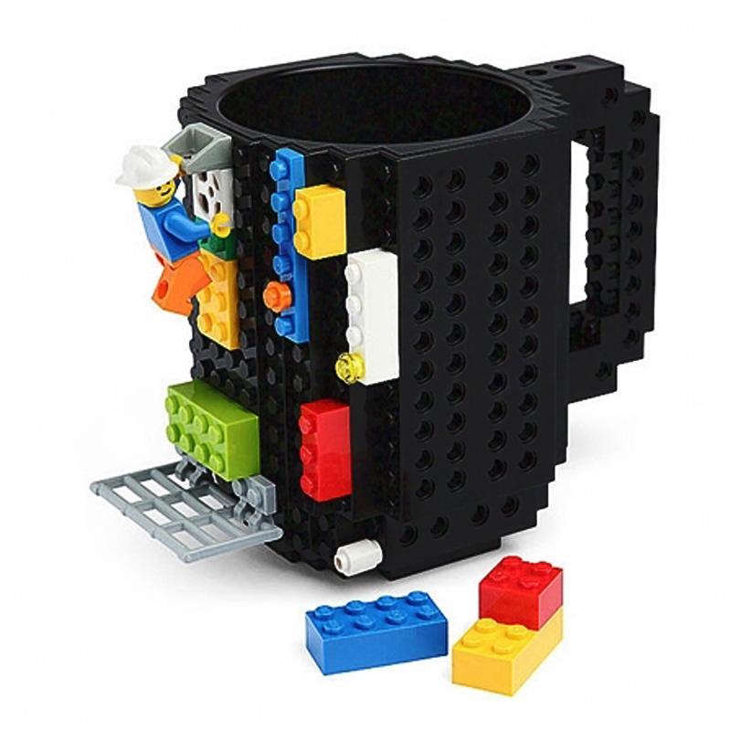 Build-on Brick Mug Building Blocs Cake Cake DIY Bloc drôle Tug Portable Drinkware Brinking Mug 12Oz 4 Couleurs