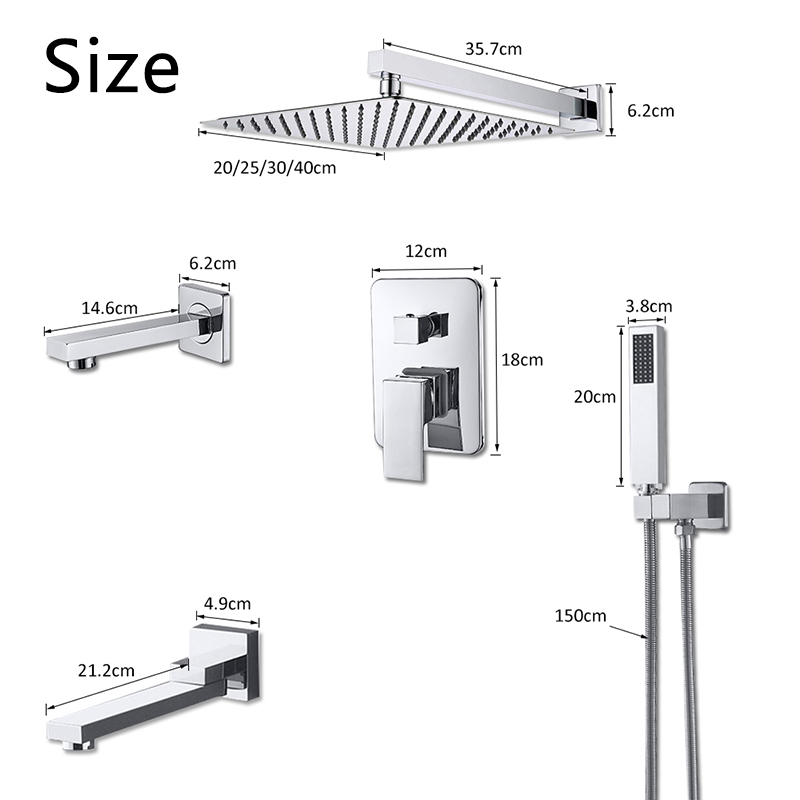 Set di rubinetti da doccia da bagno cromato set da 12/16 pollici la doccia da bagno con un mixer caldo e freddo con mantello da bagno a rotazione