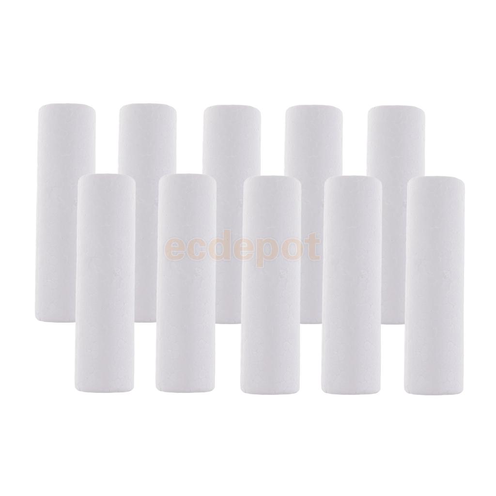 10 Pieces Blank White Cylinder Shape Styrofoam Foam Material for Kids Art Craft DIY Christmas Ornament Decoration