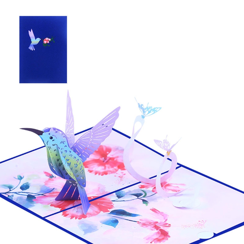 3D Pop Up Cards Hummingbird Födelsedagsjubileumsgåvor Vykort bröllopinbjudningar gratulationskort med kuvert