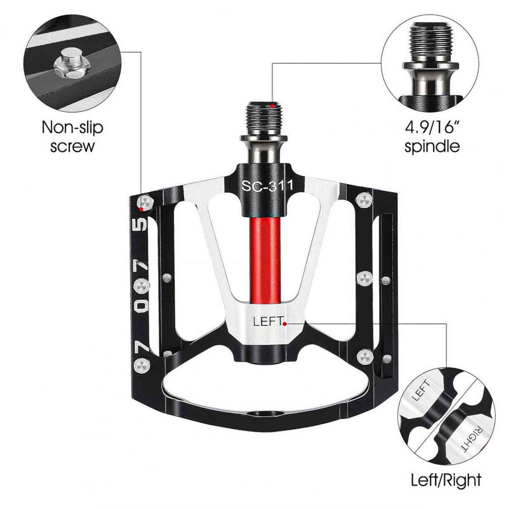 Bike Mountain Bike Pedals in lega di alluminio non slip staccabile 3 cuscinetti a pedale in bicicletta Ultralight Bicycle