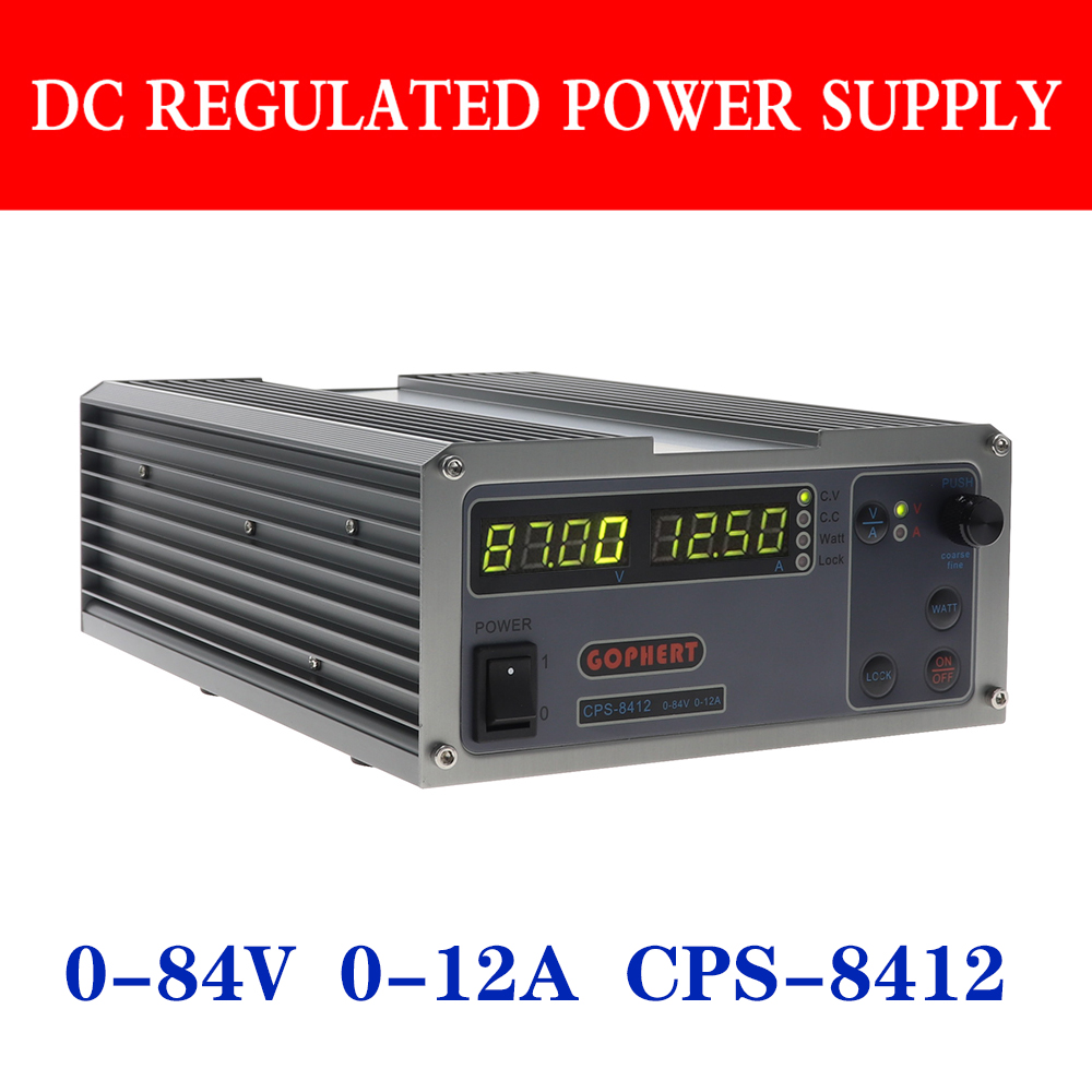 Gophert CPS-8412 Högeffektiv kompakt justerbar digital DC-strömförsörjning 0-84V0-12A OVP/OCP/OTP Laboratorie Strömförsörjning