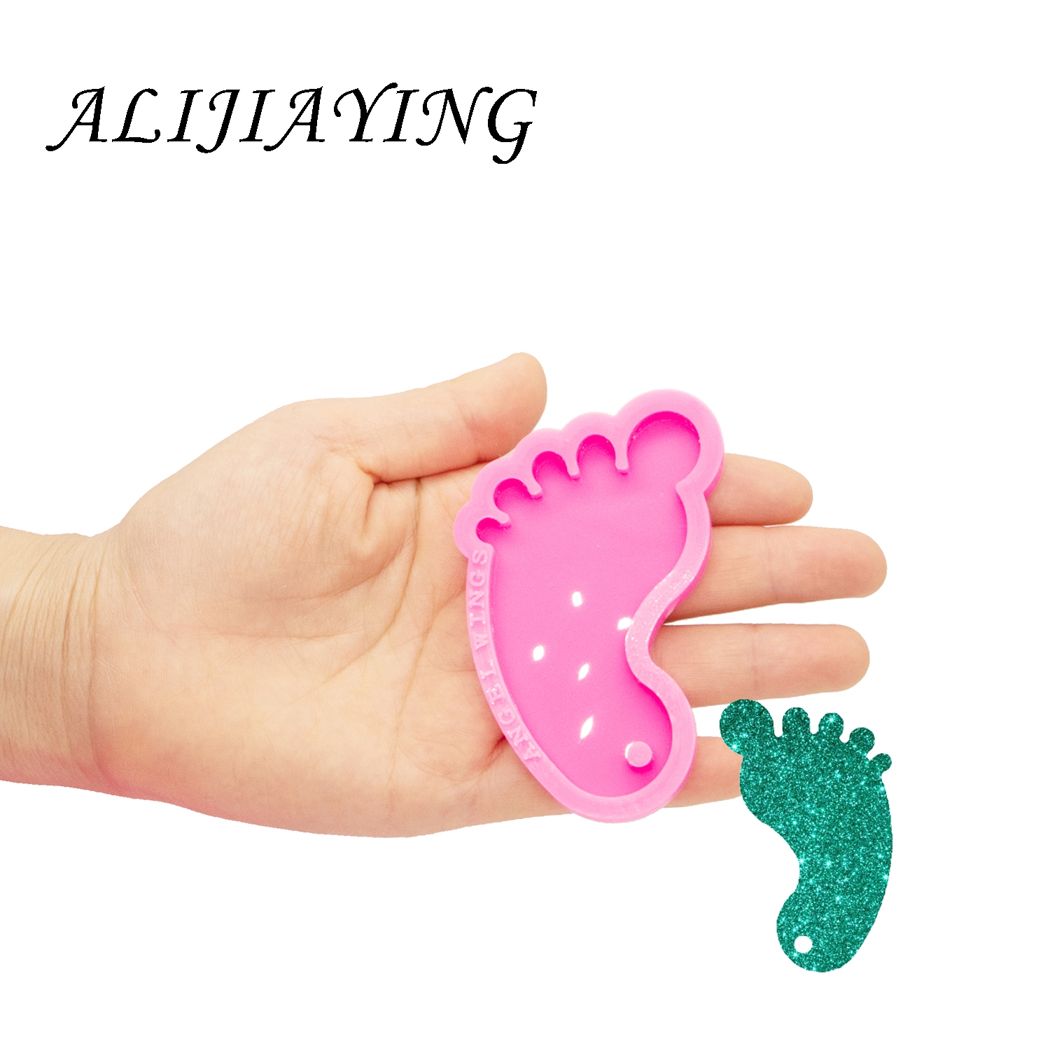 Brillez à l'intérieur de la forme du pied silicone pour résine époxy artisanat bricolage de couverture de clés de trousseau bijoux pendentif dy0461