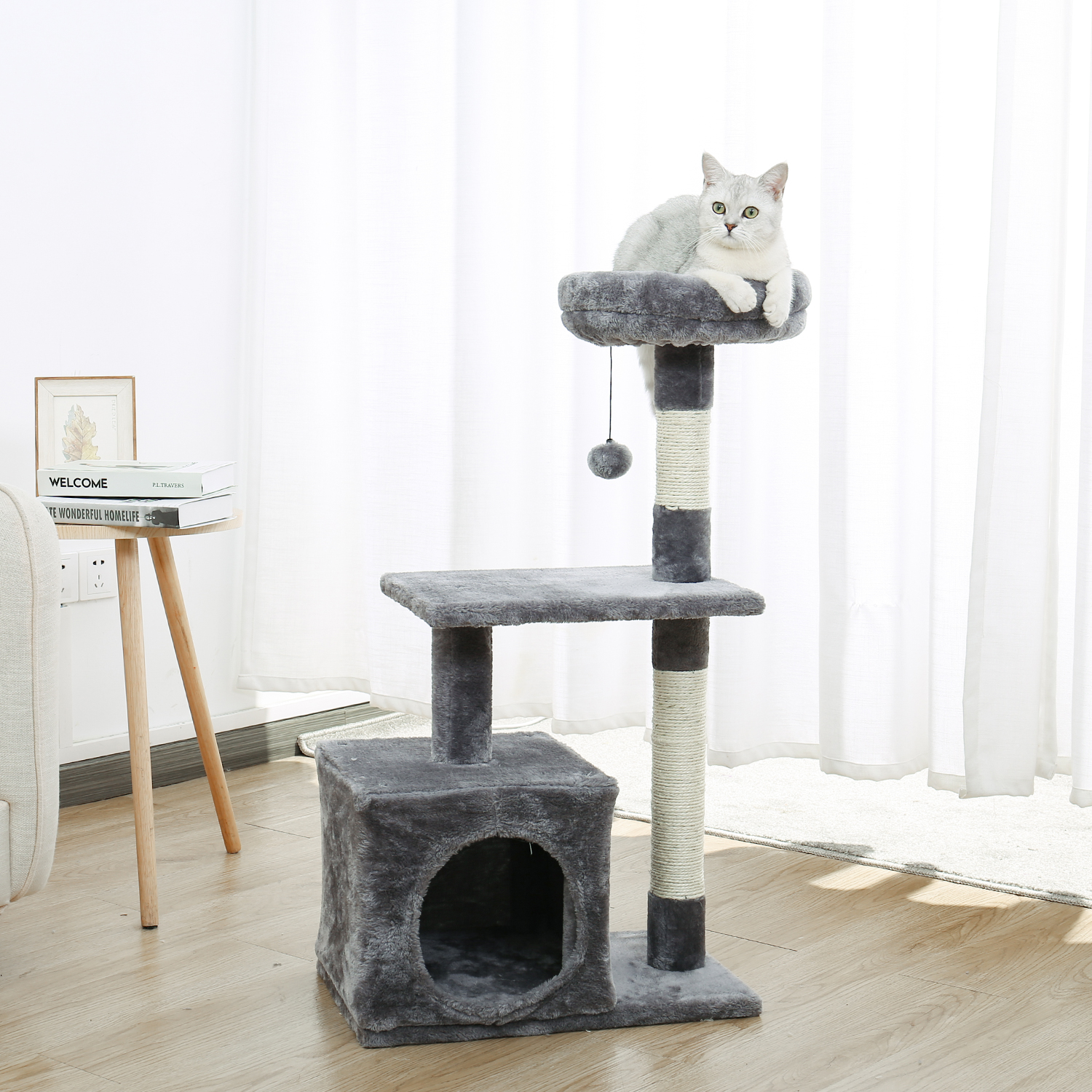 Árvores de gatos para gatinhos Torres de móveis de gato com postes de arranhões Double House House Kitty Cat Atividade Árvores