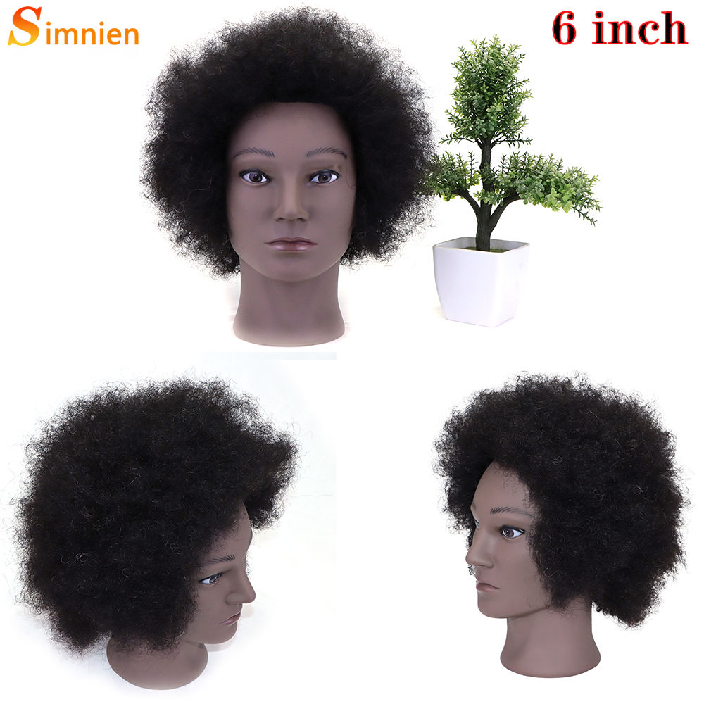 Simnient Afro Mannequin Heads With Real 100% Human Hair For Braiding Hair Training Hairart Barber Hairdressing Dummy Hairstyles