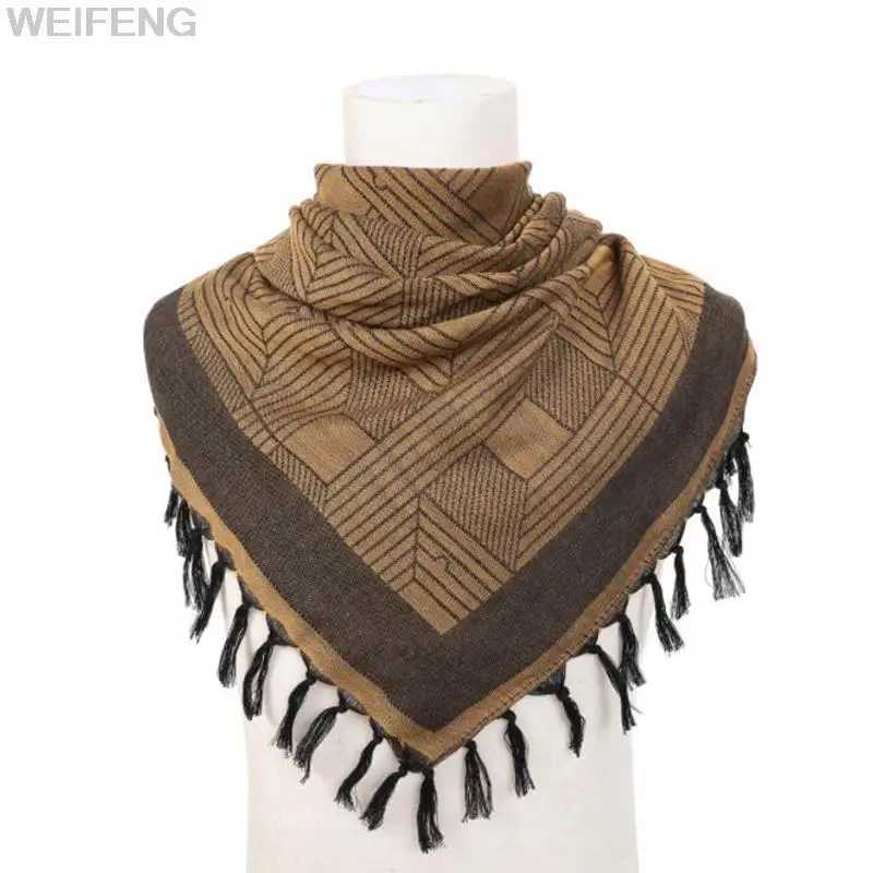 Scarves Military Keffiyeh Shemagh Scarf Cotton Winter Shawl Neck Warmer Cover Head Wrap Windproof Tactical Camping Scarf Men Women 240410