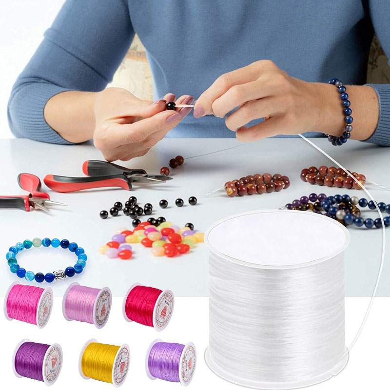 10m/rollo Fuerte Elástico Crystal Beading Cording Pulseras Estacionadas Línea de goma Beads Peads Hild String Cabellado de bricolaje Cordos