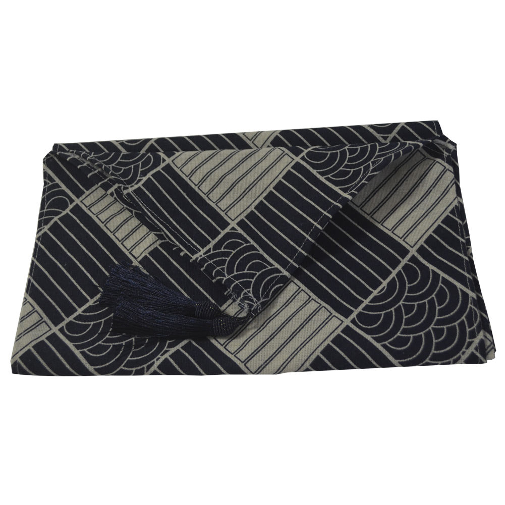 Japan Style imprimé bleu ukiyoe tissage Table Runner Table Table de thé Shoss Armoire Couvre-Cover Table avec Tassel Tassel Table Runner