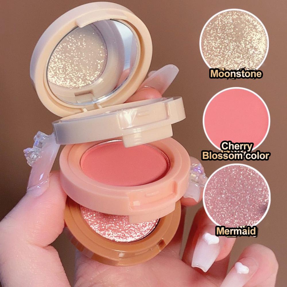 Matt Highlighter Blush Palette Pearly Blush blankt ögonskugga multifunktionella ansiktsmakeup palett kvinnlig kosmetik3 i 1 makeup