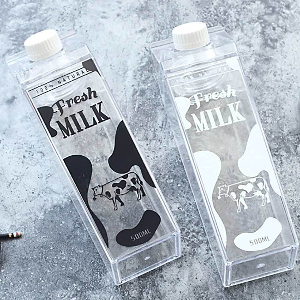 Outdoor Unbreakable Animal Plastic Fresh White Cow Milk Water Bottles My Cute Creative Outdoor Leakproof Black Cow Milk Bottles