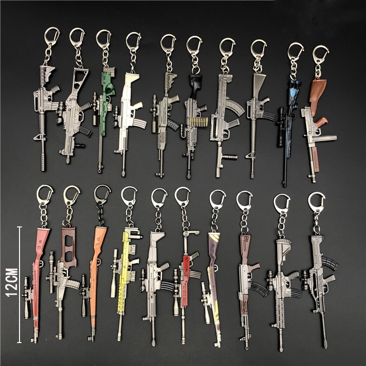 Keychains Accessories Peace Elite PUBG 98K gun key chain for men AKM Alloy keychain rings Gun model Eat chicken key chain