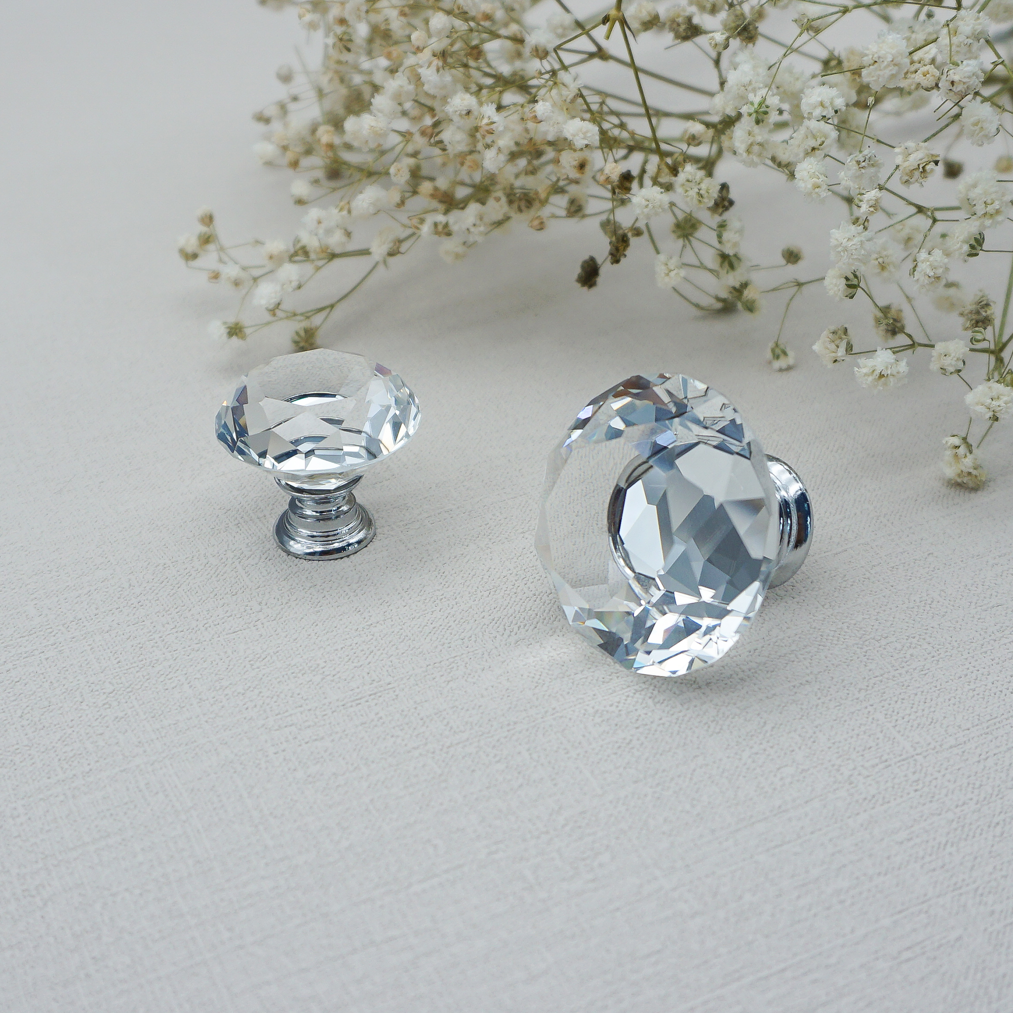 3.75" 5" Crystal Glass Cabinet Handles Dresser Drawer Knobs Door Metal Pull Handle Furniture Cabinet Handle Diameter 30/35mm