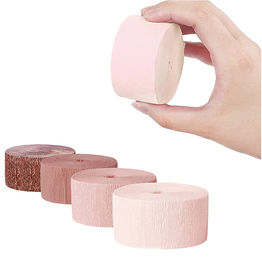 4 Rolls Rose Gold Pink Crepe Paper Streater