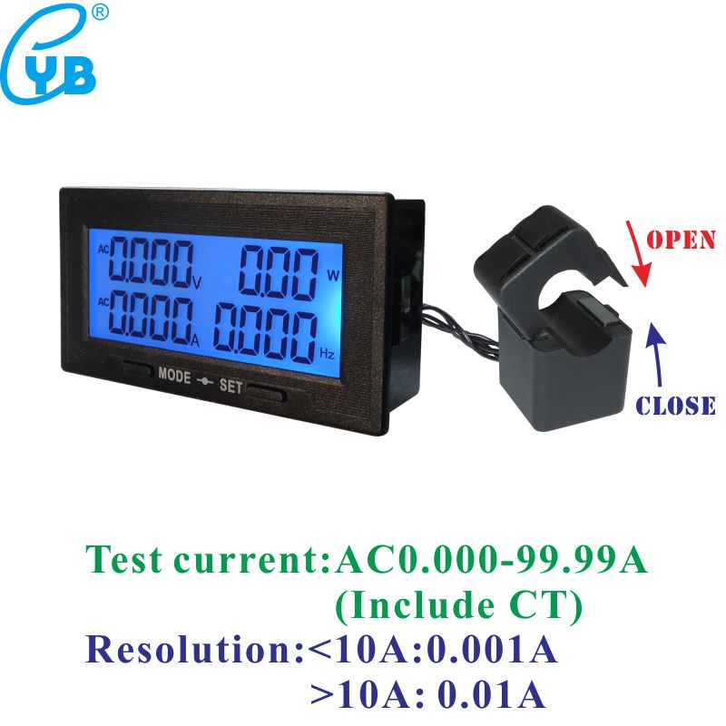 YB5142DM AC 0-500V Digital Voltmeter Ammeter 0-20A 100A 200A 500A 1000A Voltage Current Wattmeter Energy Frequency Power Meter