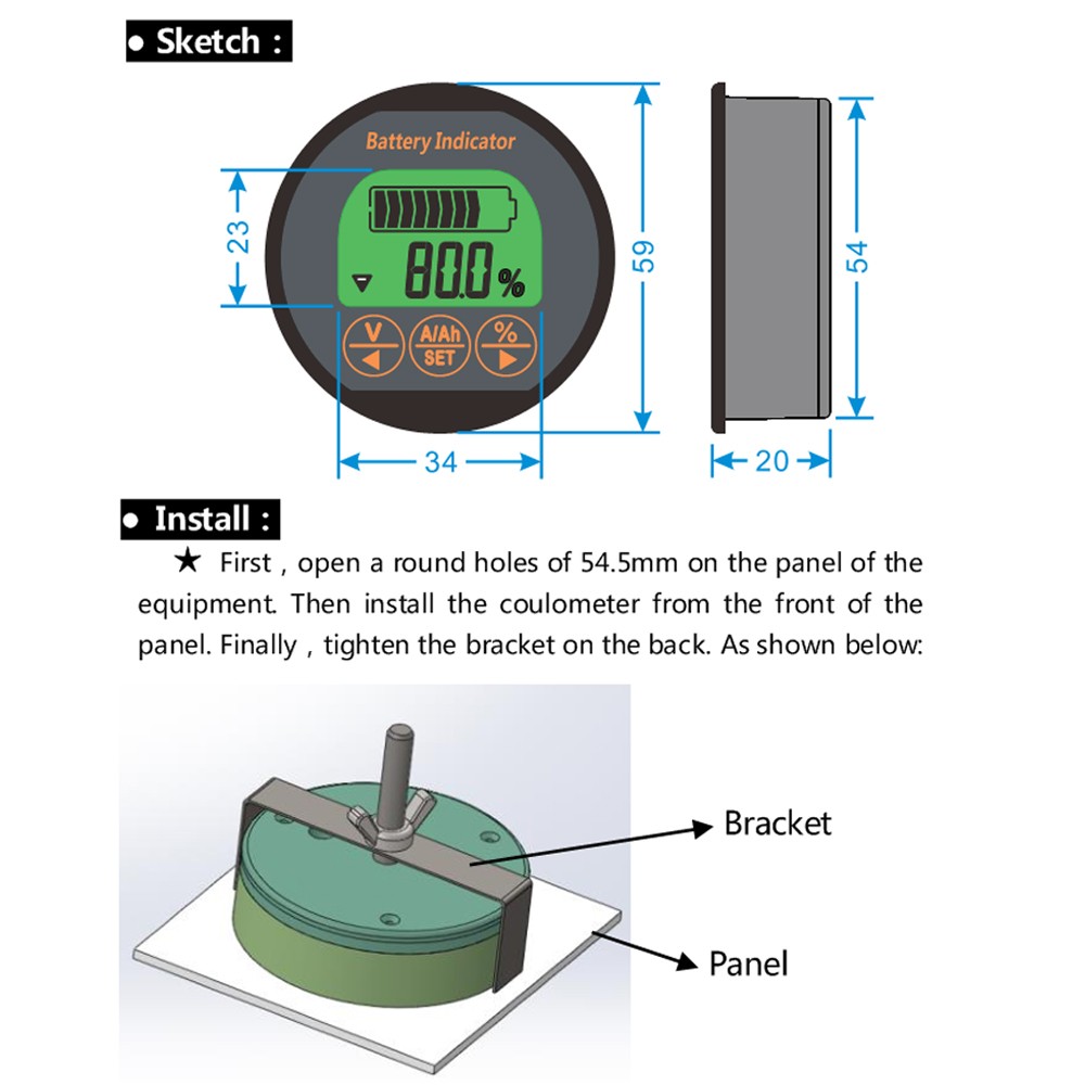 TR16 80V 350A 100A 50A Monitor de capacidade de bateria para veículos elétricos Coulomb Meter Meter Lithium lipo LIFEPO4 Indicador de energia