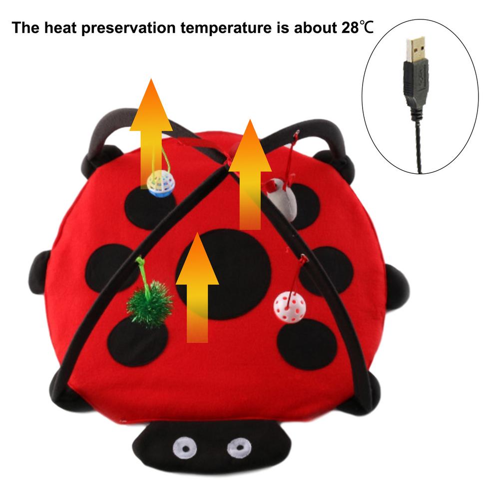 Winter Pet Heating Pad Cat Toy Kitten Vouwspeelgoed Mat Cat Bed met hangende speelgoed Cat zwerfvuil Play Tent