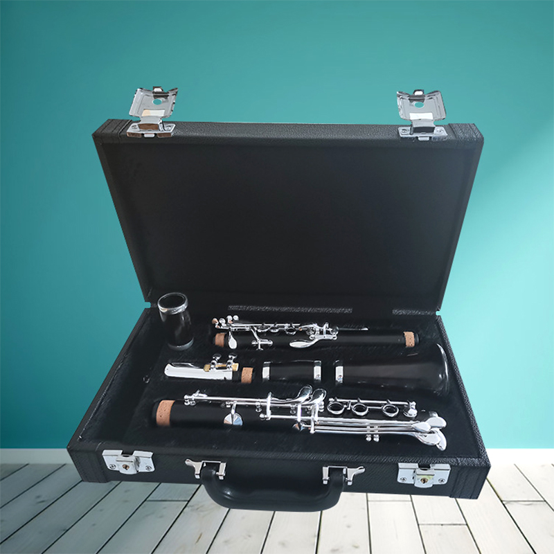 Ebony Clarinet Black Woodwind A Tone 18 Keys Holz professionelle Klarinette Musikinstrumente mit Lederhülle Nickel Silber Key