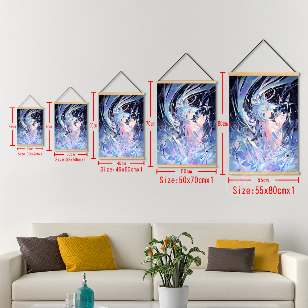 Canvas Modular Japanese Anime Wooden Hanging Paintings Cute Girl Home Wall Artwork Posters Pictures Prints Aesthetic Room Decor