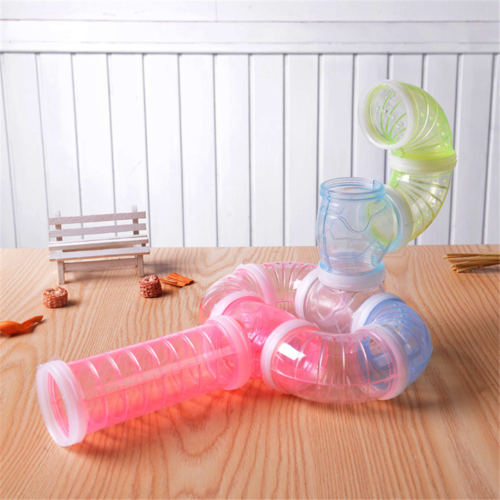 Hamster Tunnel Tube Part Transparent Curved Straight Tunnel Pipe DIY Small Pet Cage External Sports Tunnel Toy For Mouse Rat