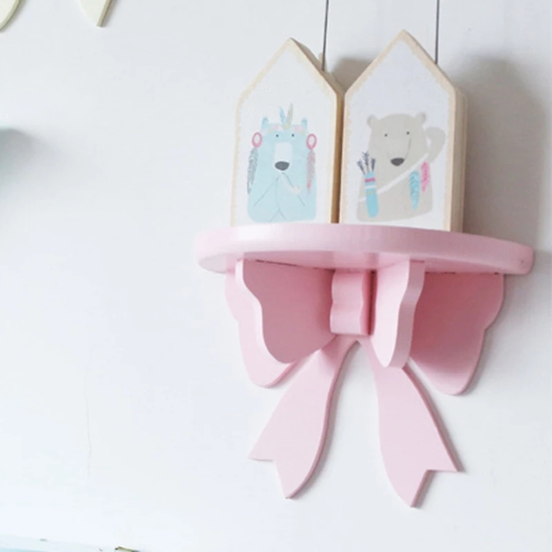 Nordiska trä bågar hylla baby barn rum dekorationer väggmontering dekorativa hyllor förvaring rack arrangör hållare klapboard dekor