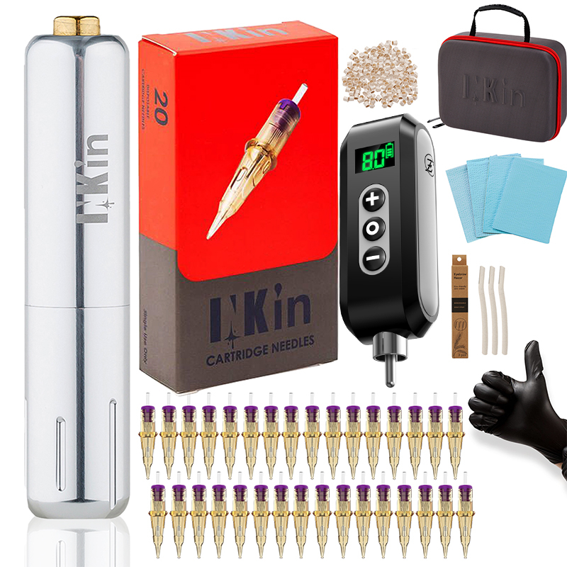 KIT tatuaggi Inkin Mini Macchina permanente Penna corta 20 pezzi Nego di cartuccia Follading Microblading labbra sopracciglia