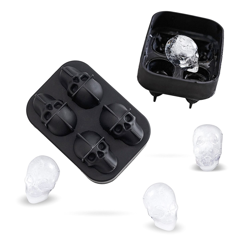 3D Skull Ice Silicone Mold Maker Ice Cube Tray Pudding Mold Cake Candy Mold Bar Party Cool Wine Glass Kök Diy Accessory